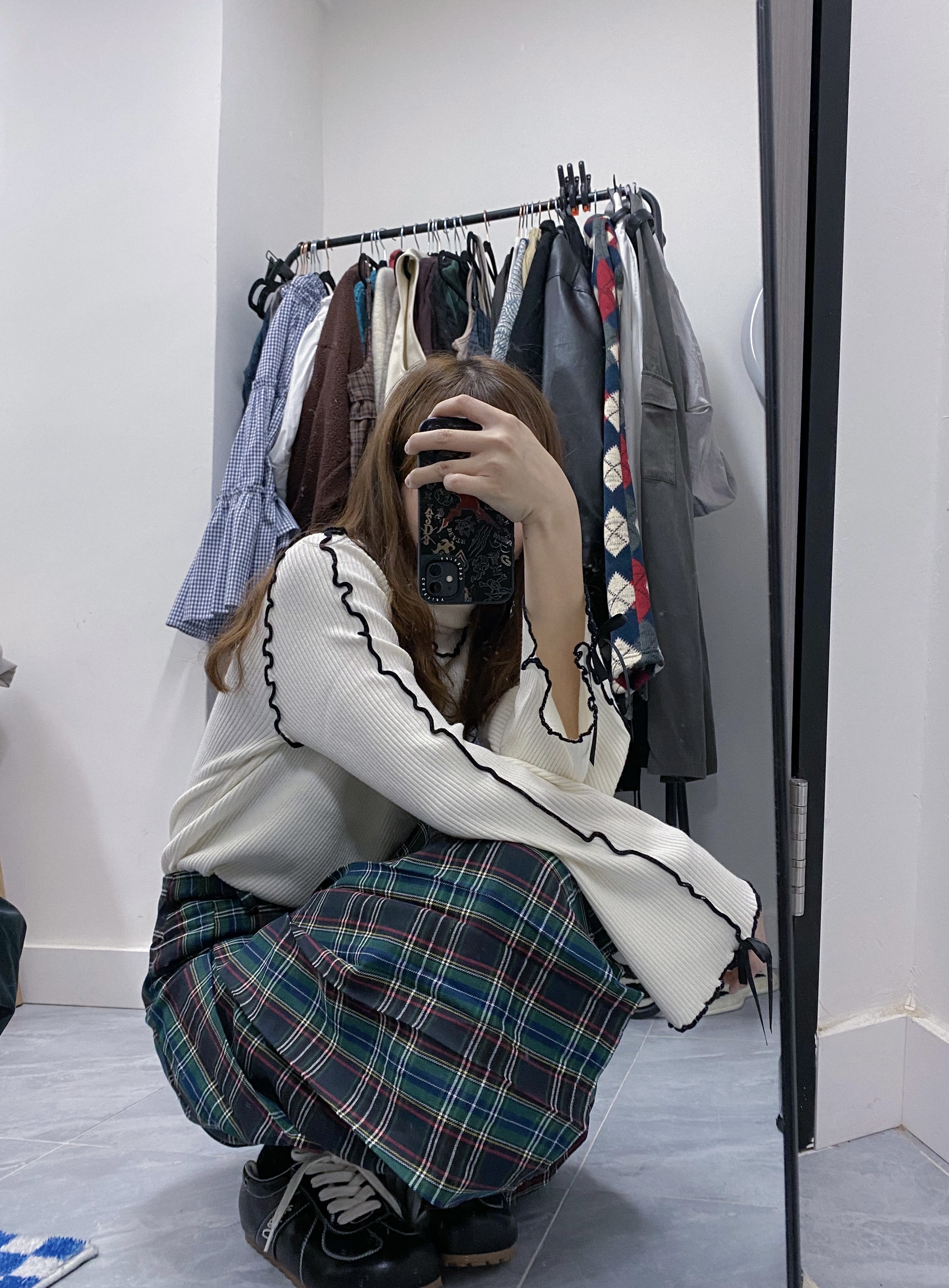 綠色英倫格紋中裙