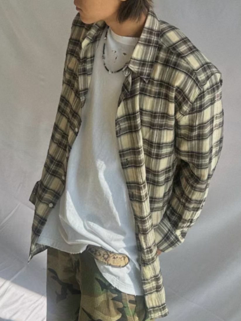 格仔長袖恤衫 2S1-006S