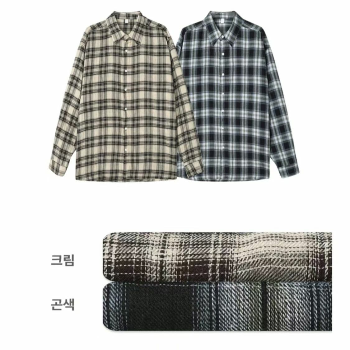 格仔長袖恤衫 2S1-006S