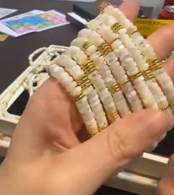 250726 - C58 波西米亞風白金配色白貝母手串