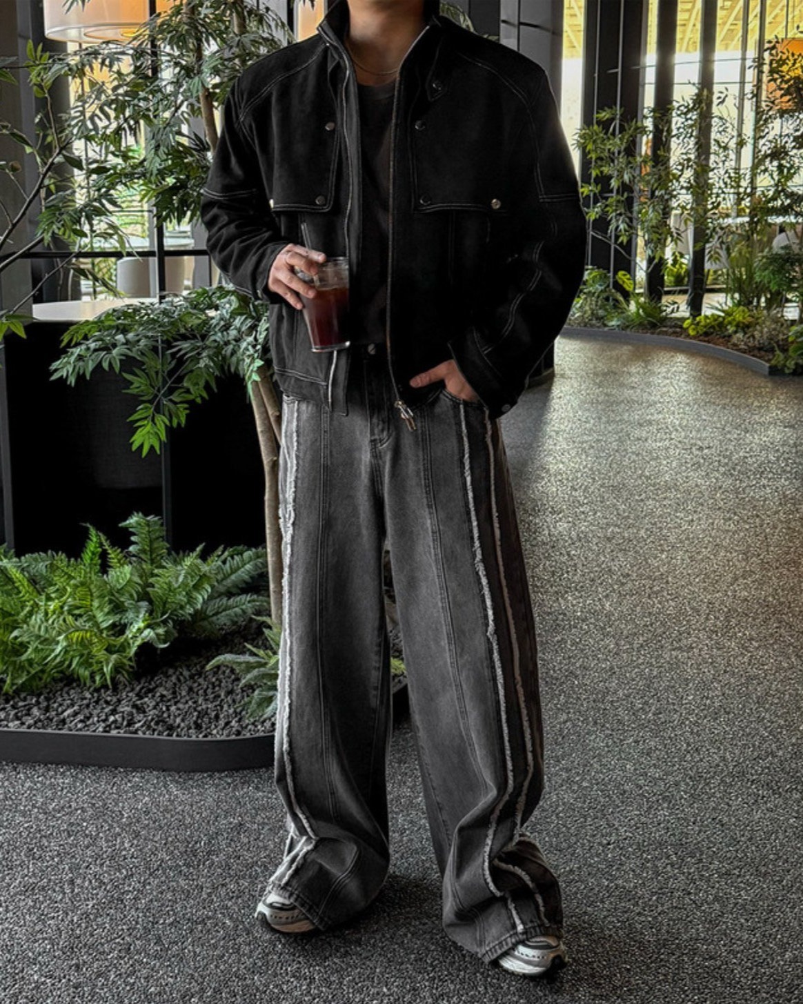 雙滾邊流蘇牛仔褲