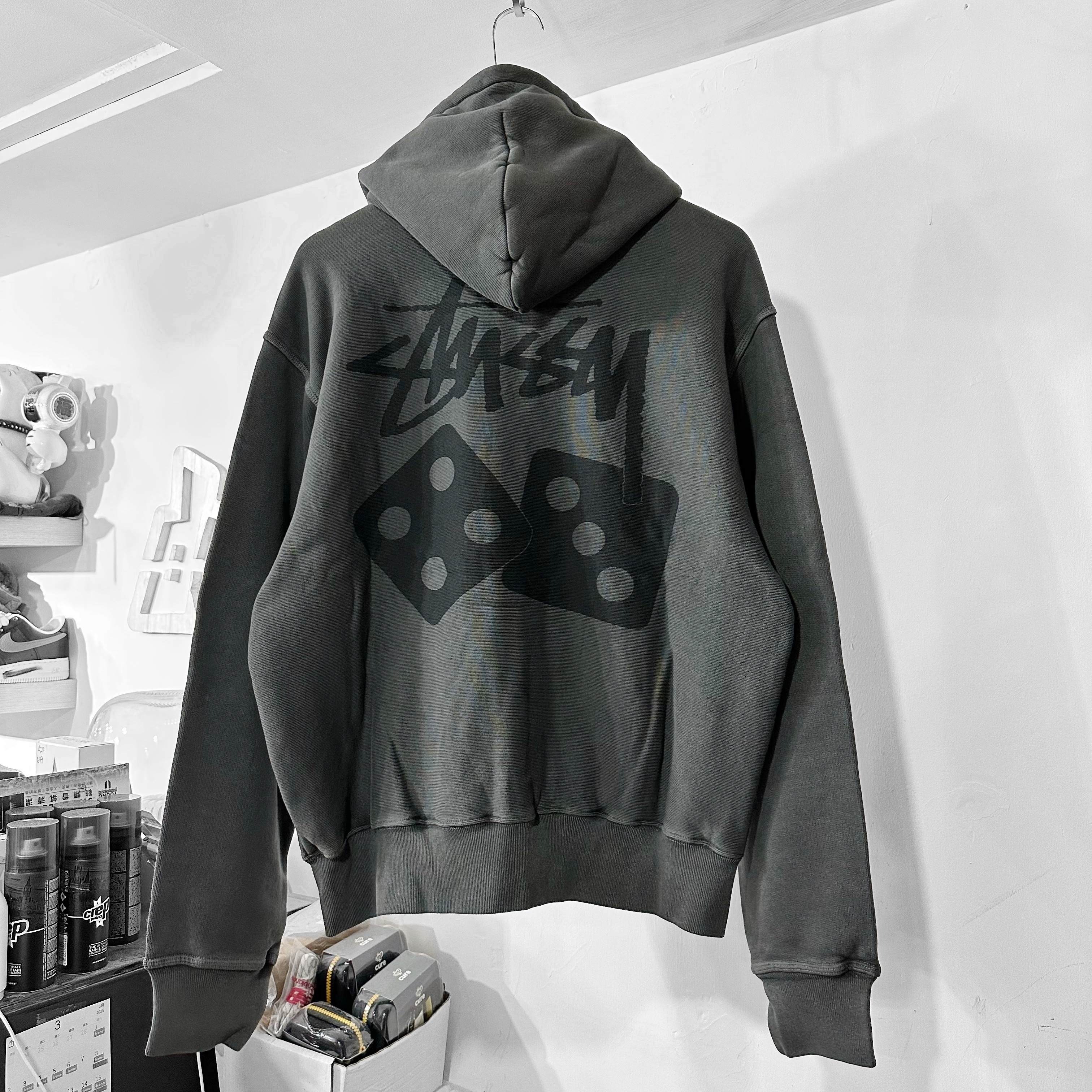 STÜSSY Dice Pig. Dyed Zip Up Hoodie (Black洗水黑) 拉鏈外套