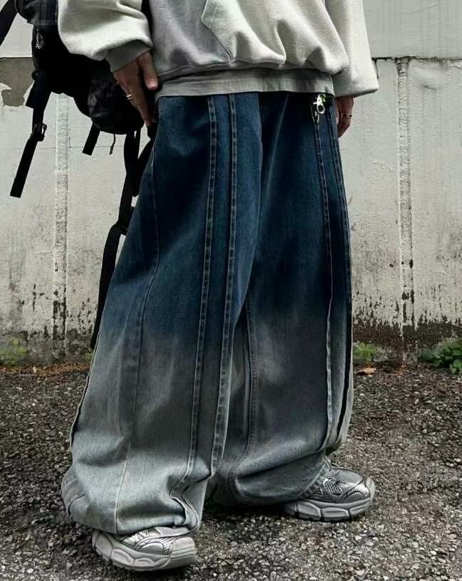 洗水漸變鬆身牛仔褲 TAC-0123J