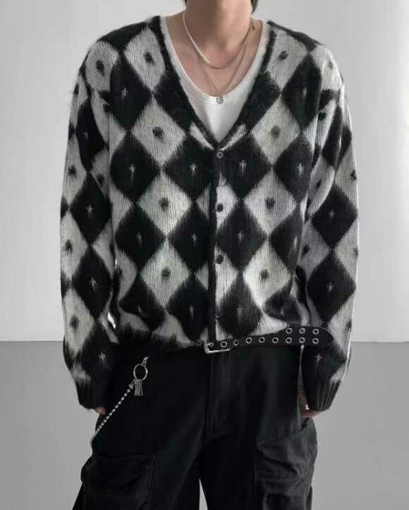 菱格開胸針織外套 TAC-0124JK