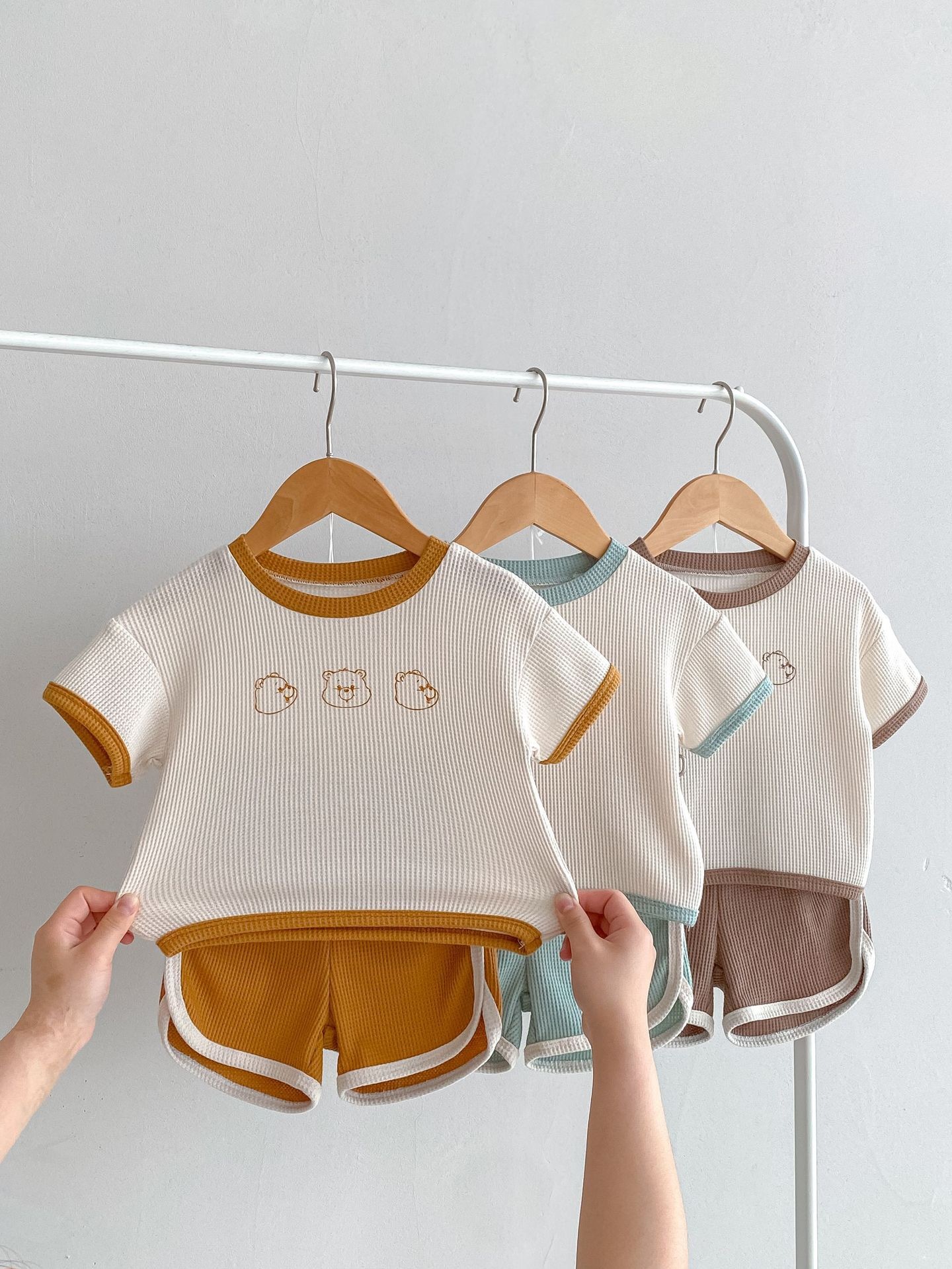 華夫格滾邊熊套裝