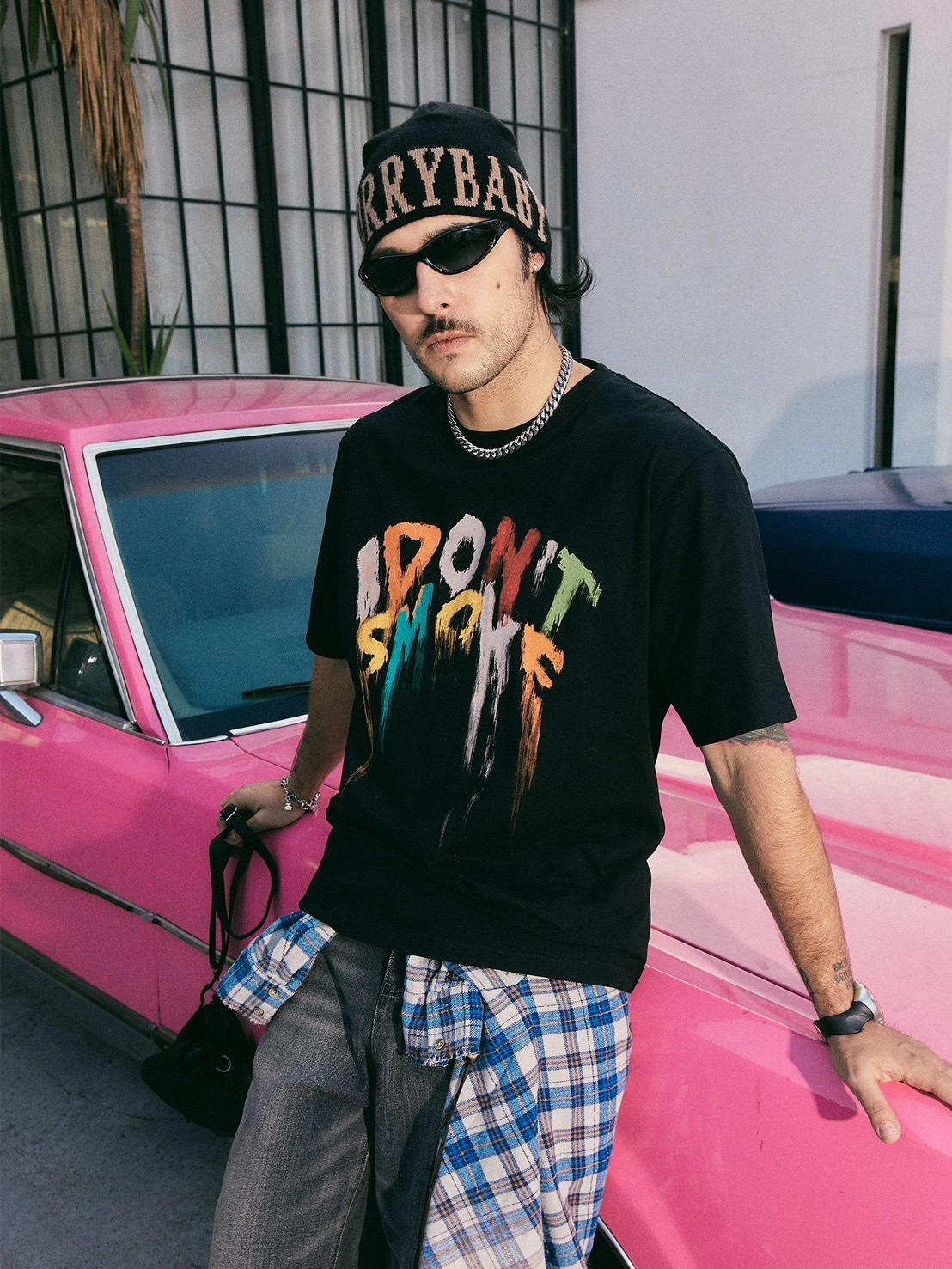 I DON’T SMOKE 美式街頭 彩虹蠟筆塗鴉大Logo 短袖 T