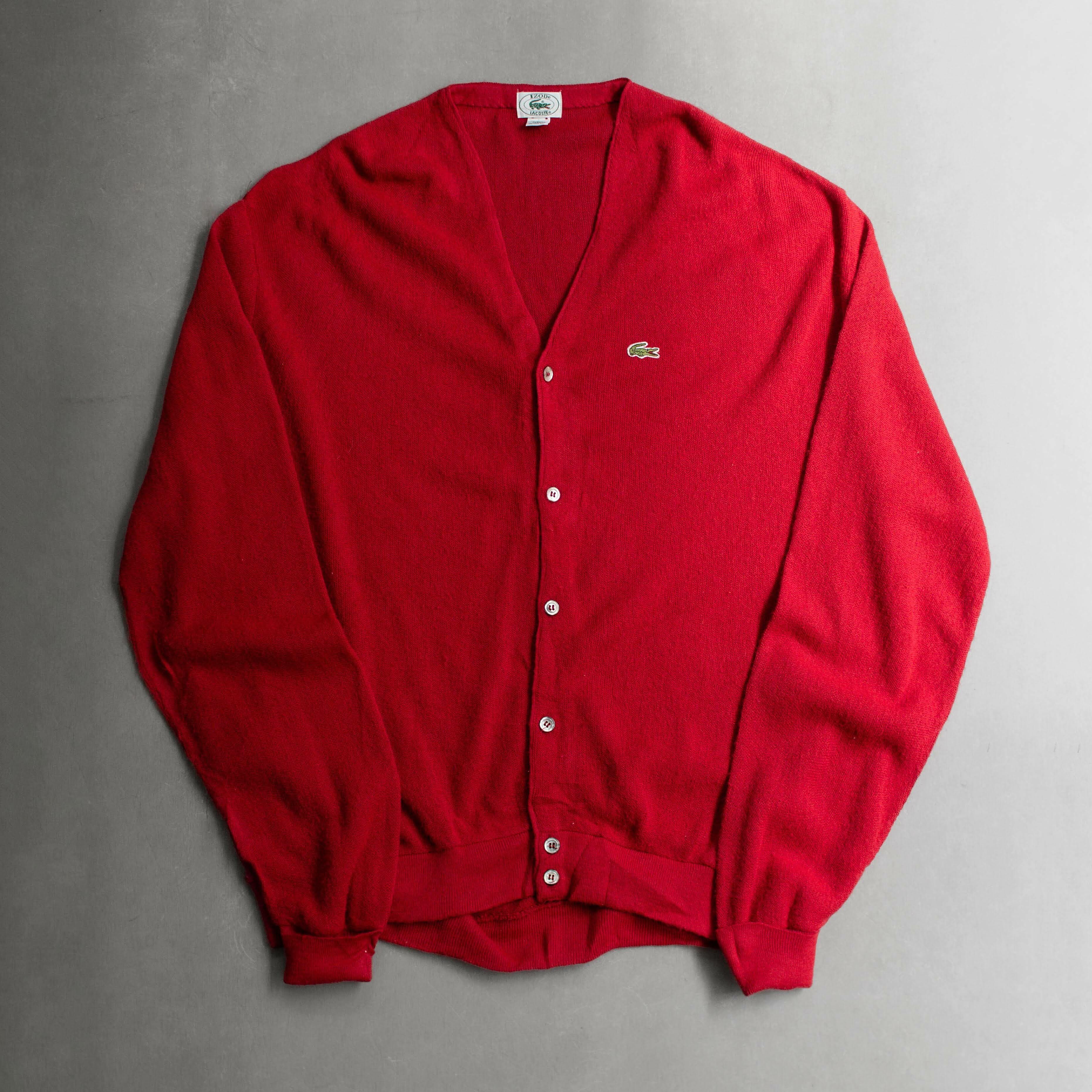 IZOD LACOSTE ACRYLIC CARDIGAN 美國製 紅色 壓克力 針織 開襟 外套