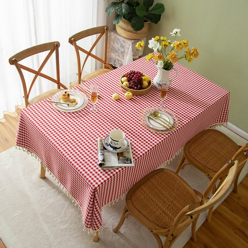 《5713》日韓棉麻小格子餐桌布