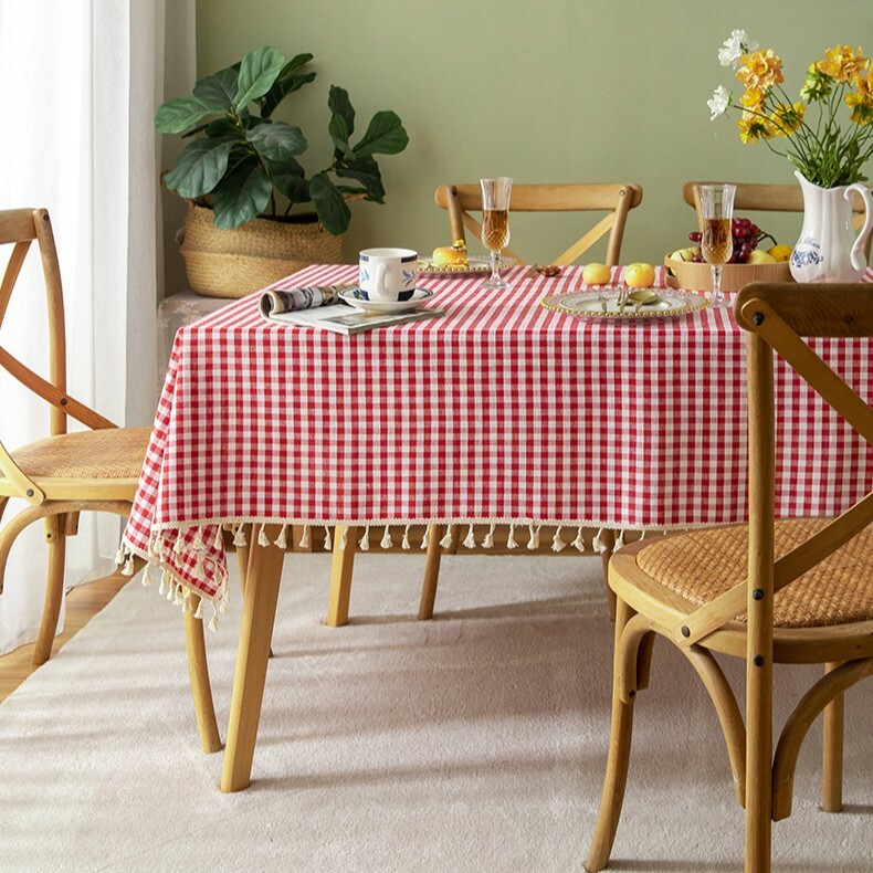 《5713》日韓棉麻小格子餐桌布