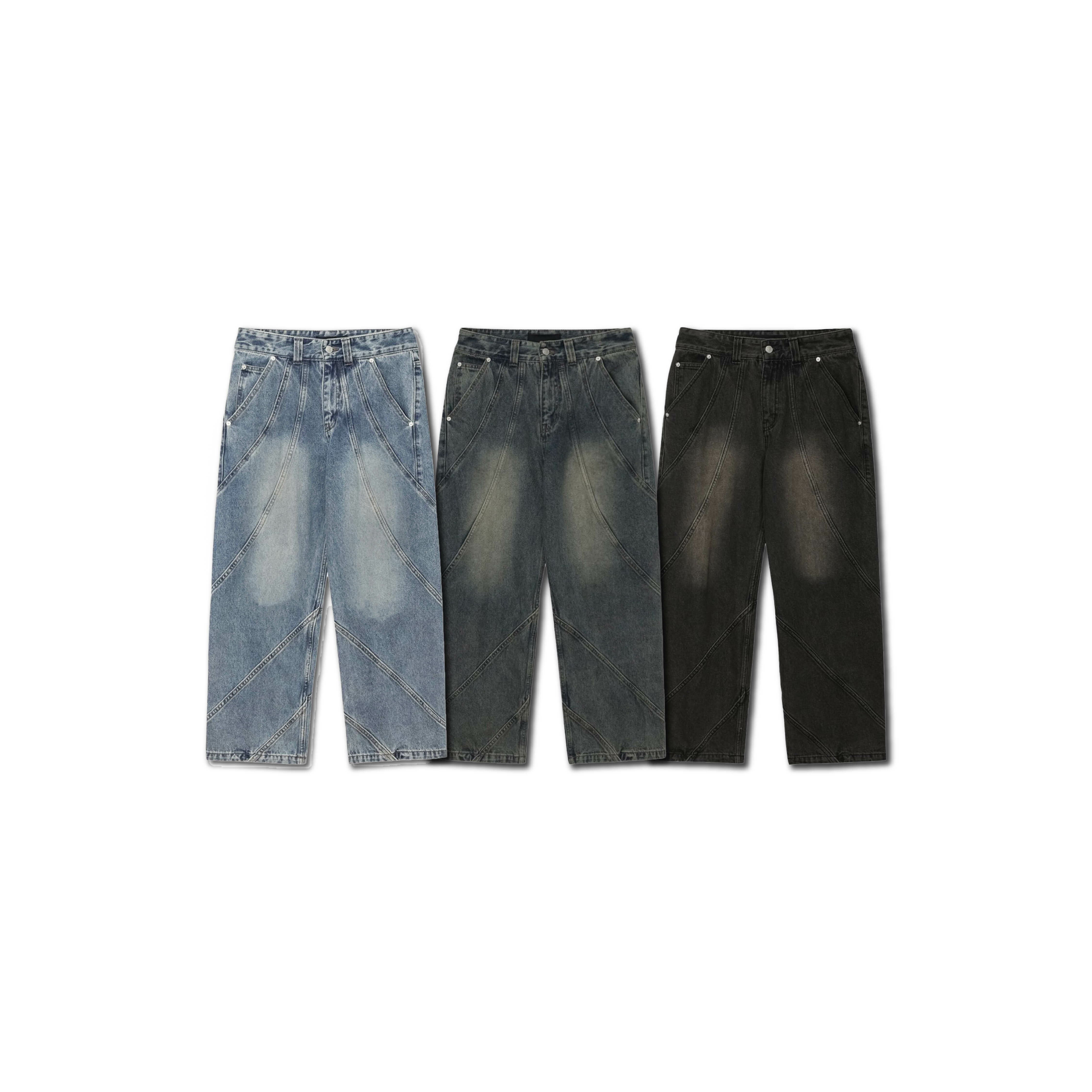 韓國 俐落感 流線 刷色 修身 牛仔褲