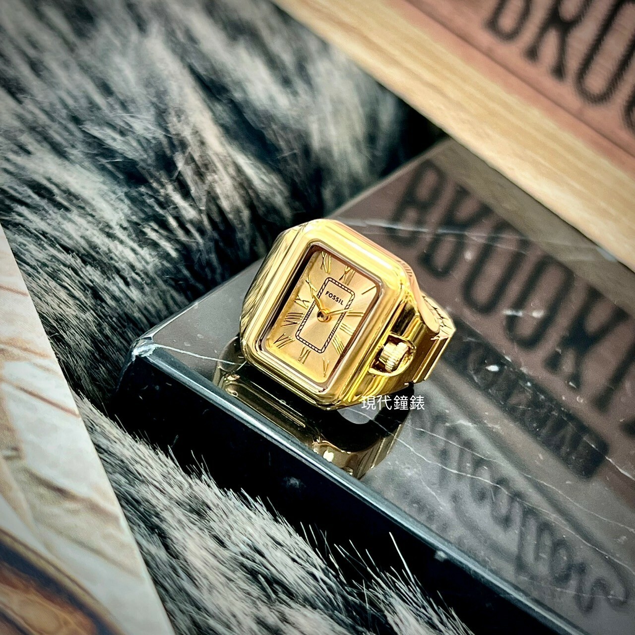 【FOSSIL】方形時尚戒指錶ES5343 14mm 現代鐘錶