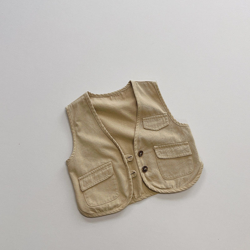 雙釦簡約口袋 春秋薄款背心