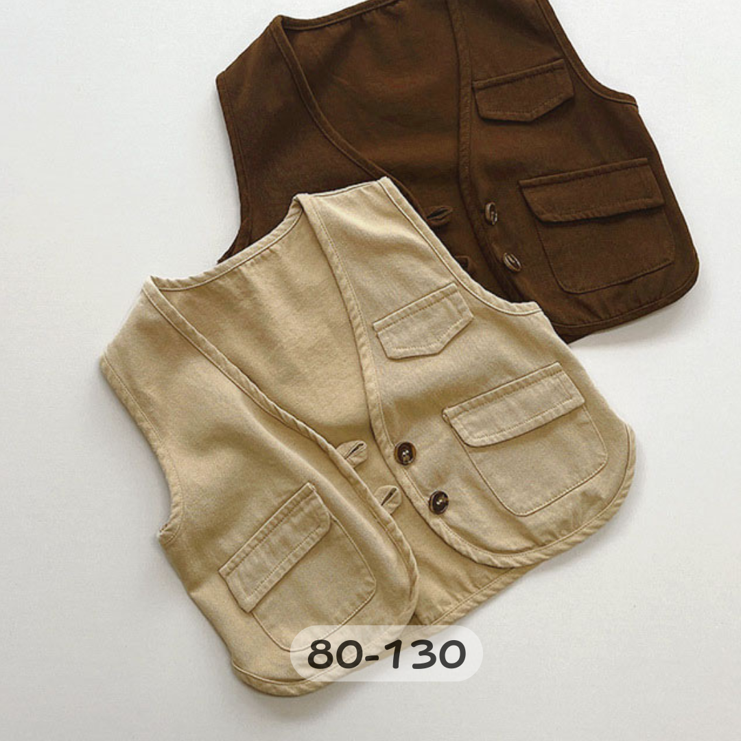 雙釦簡約口袋 春秋薄款背心