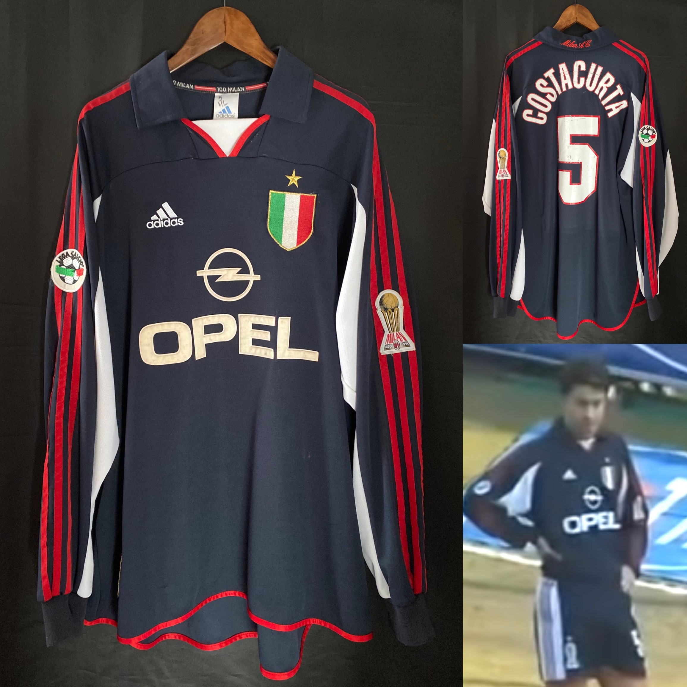 AC Milan 1999-2000 Adidas L/S Away Match Worn Issue Shi
