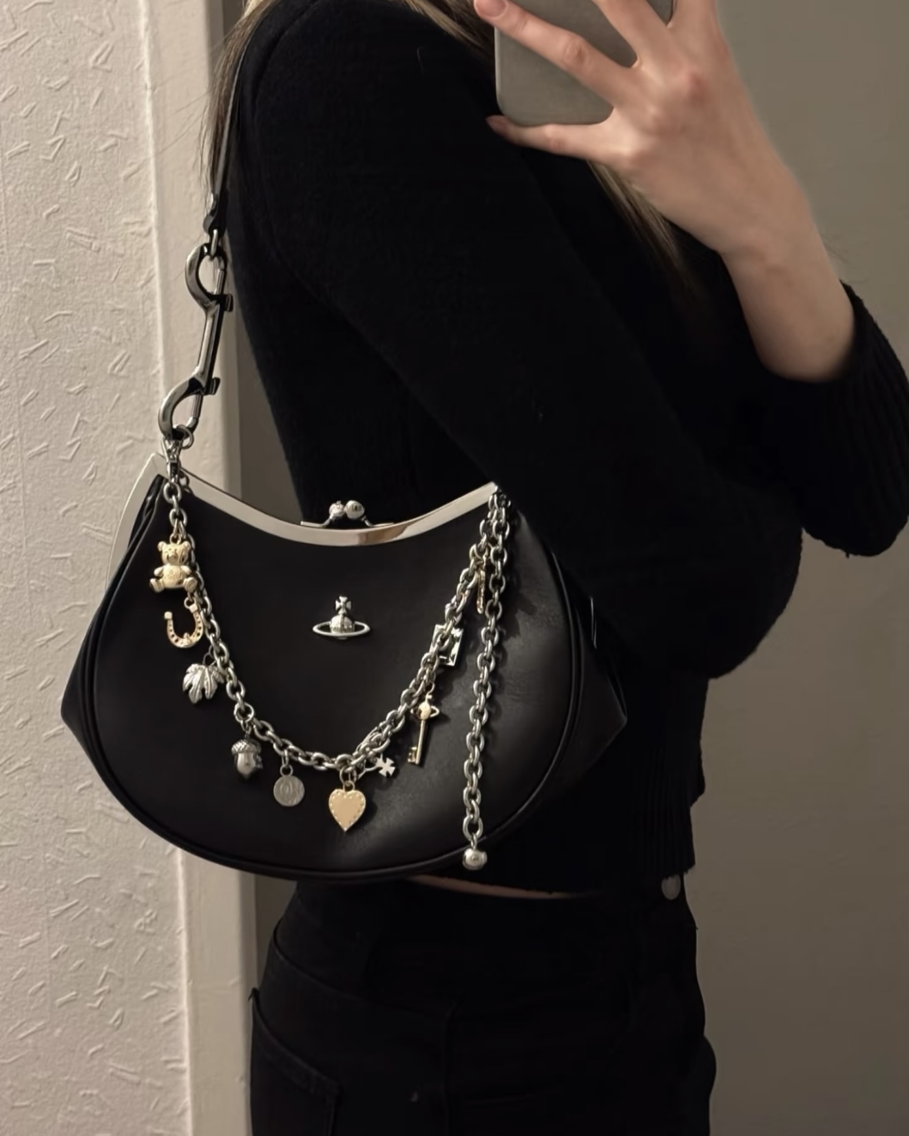 【Focus Store】預購 Vivienne Westwood Charm Frame Bag 西太后 黑色 單肩包 女款