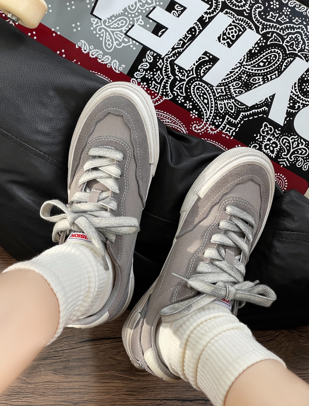 Vision Street Wear Flat Top 美式街頭滑板鞋 淺灰色 髒髒鞋 作舊 美式 復古 滑板鞋 穿搭 工裝 Psycho限定/預購