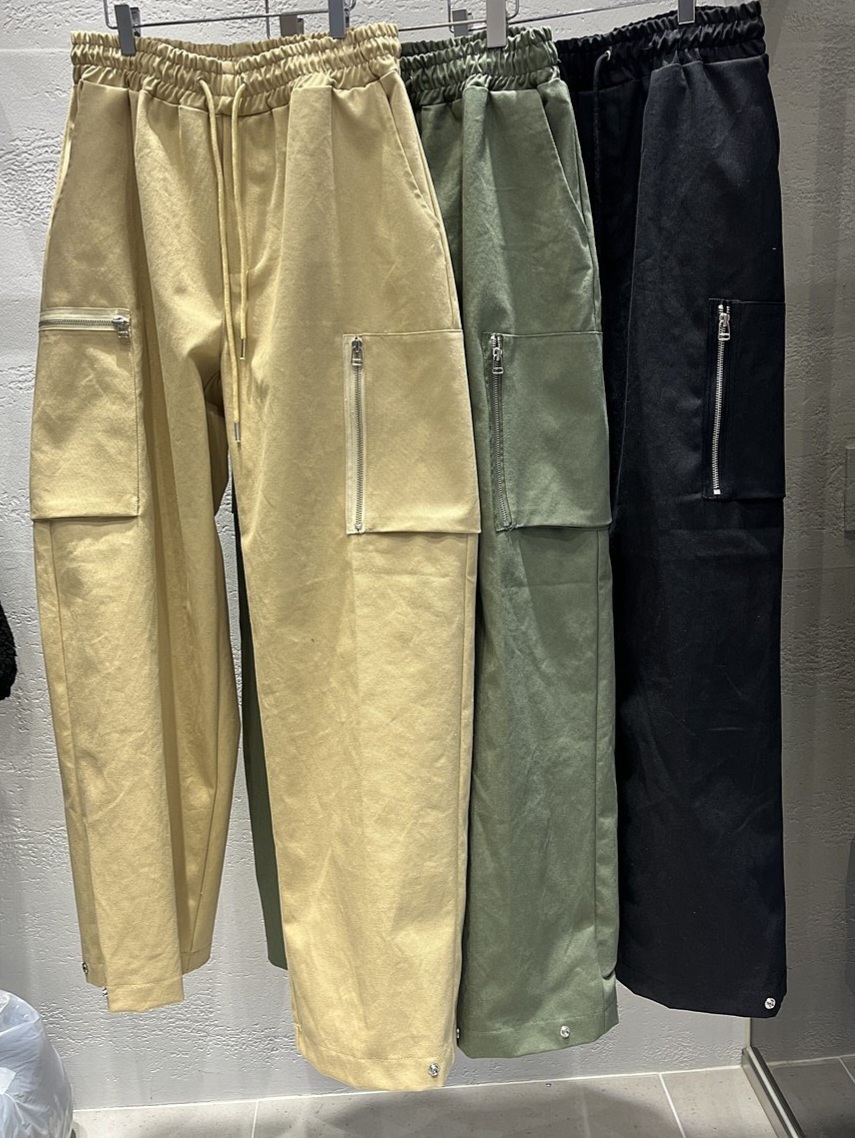 拉鍊大口袋鈕扣縮口工裝休閒褲