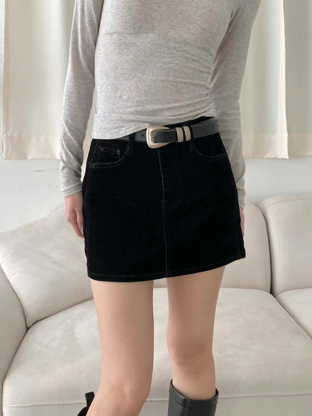 5831黑白牛仔短裙內建安全褲(不含腰帶)