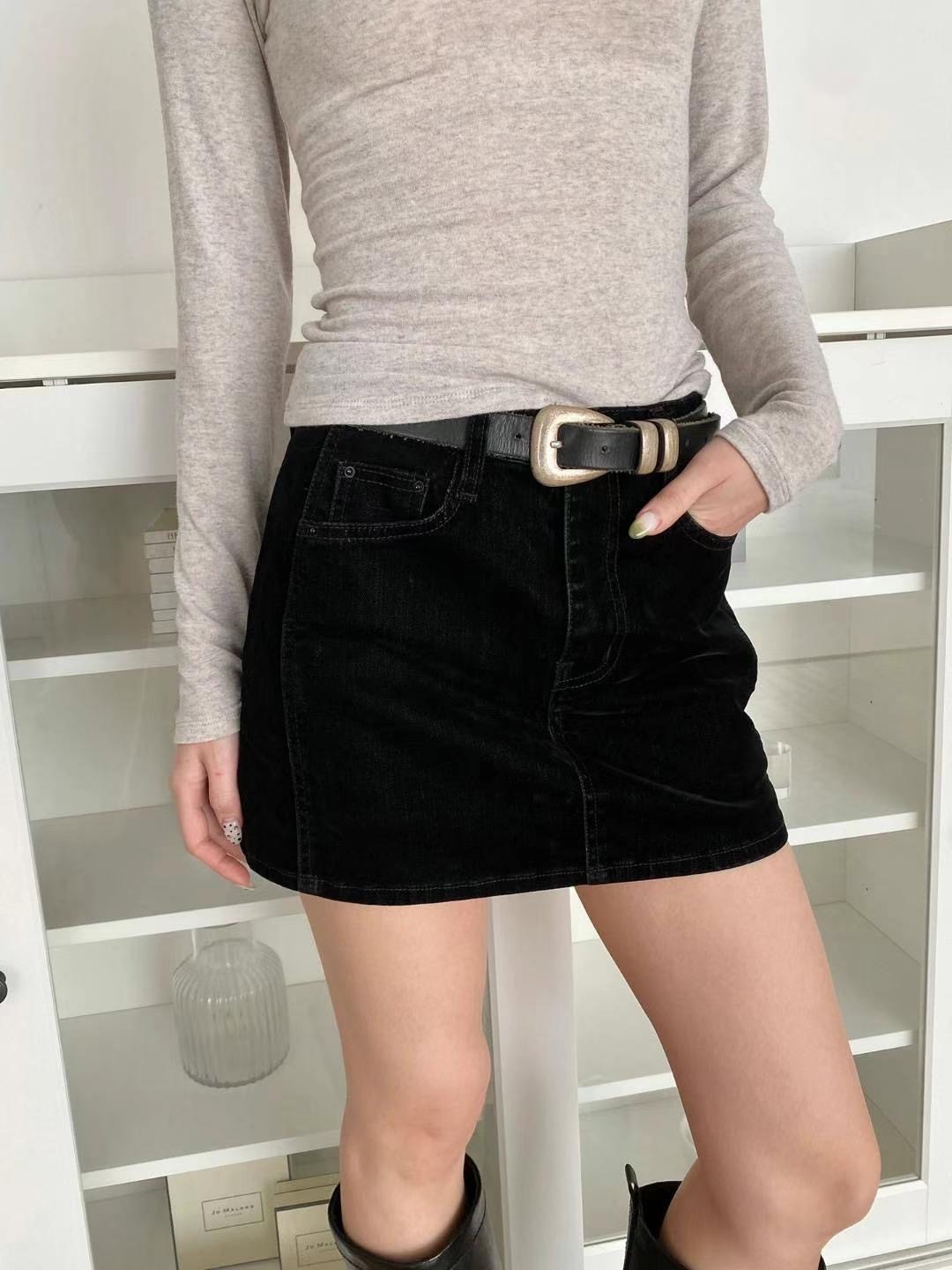 5831黑白牛仔短裙內建安全褲(不含腰帶)