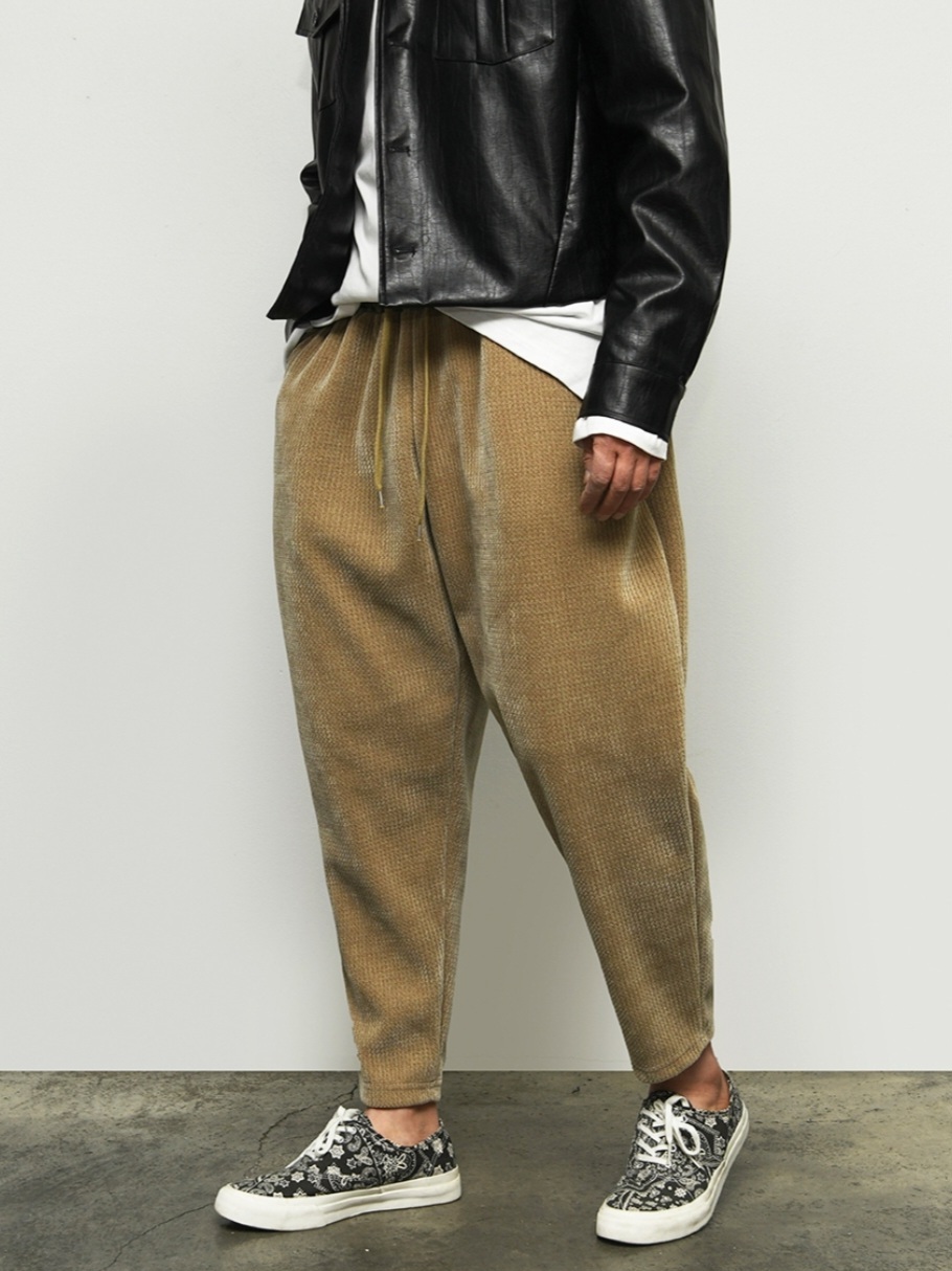 雙層華夫格針織氣球休閒褲