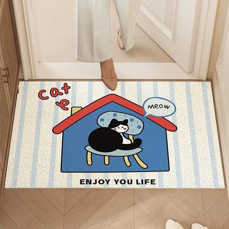 《03021》藍色小屋貓咪絲圈地墊