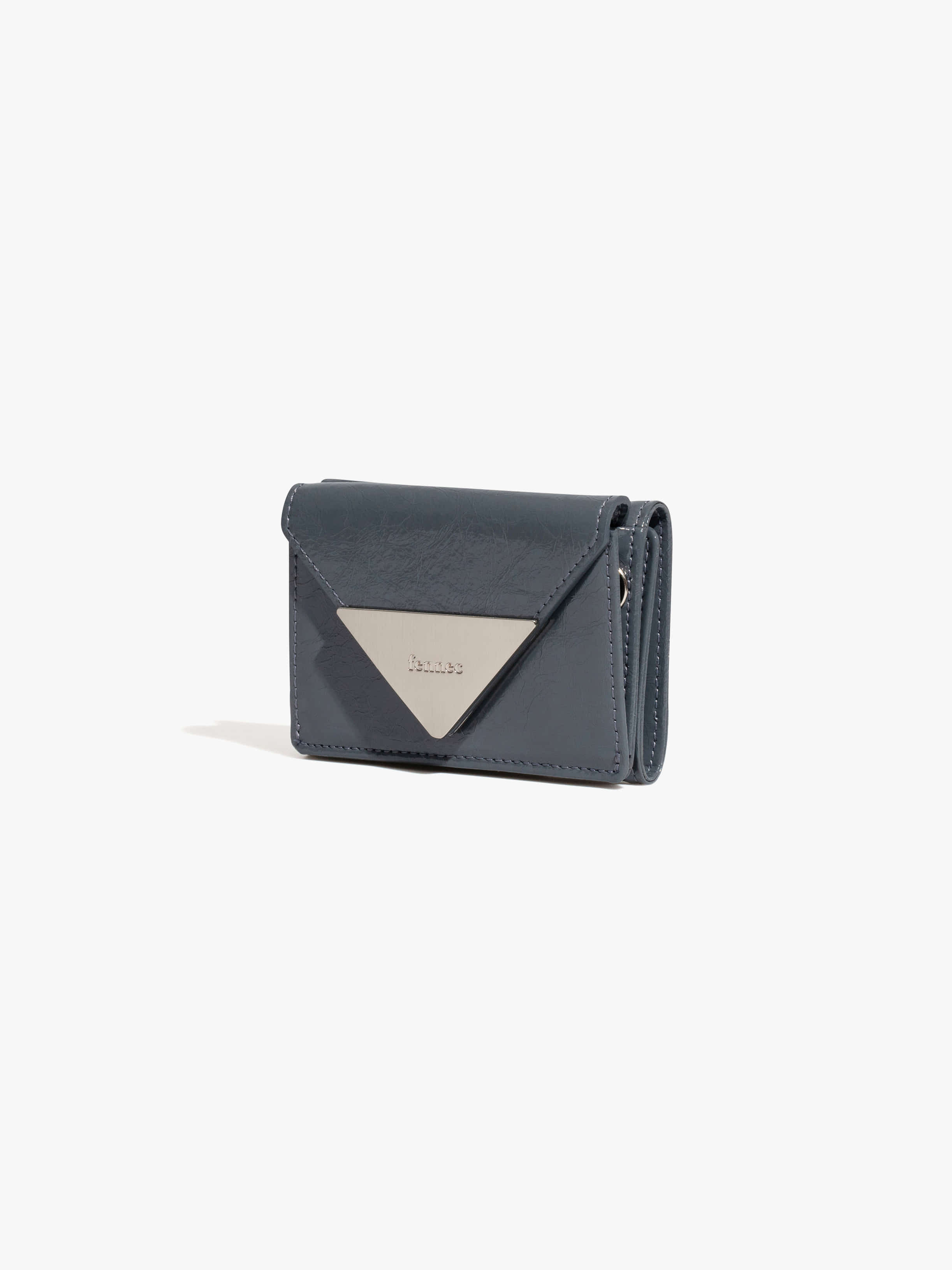fennec - CRINKLE TRIANGLE TRIPLE WALLET - DARK GREY