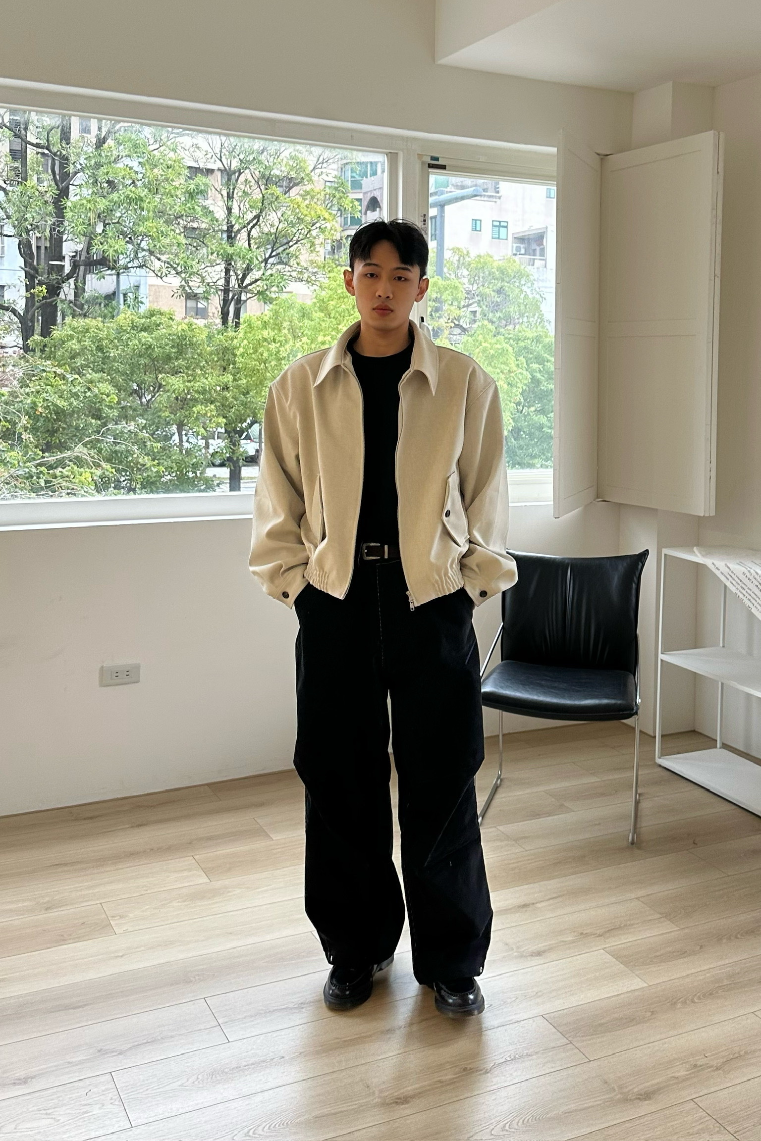 側口袋俐落騎士夾克