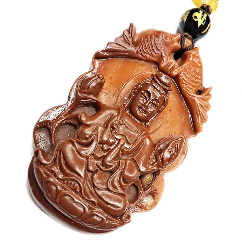 龍宮舍利{鯉魚觀音}黃玉項鍊【十方】132596