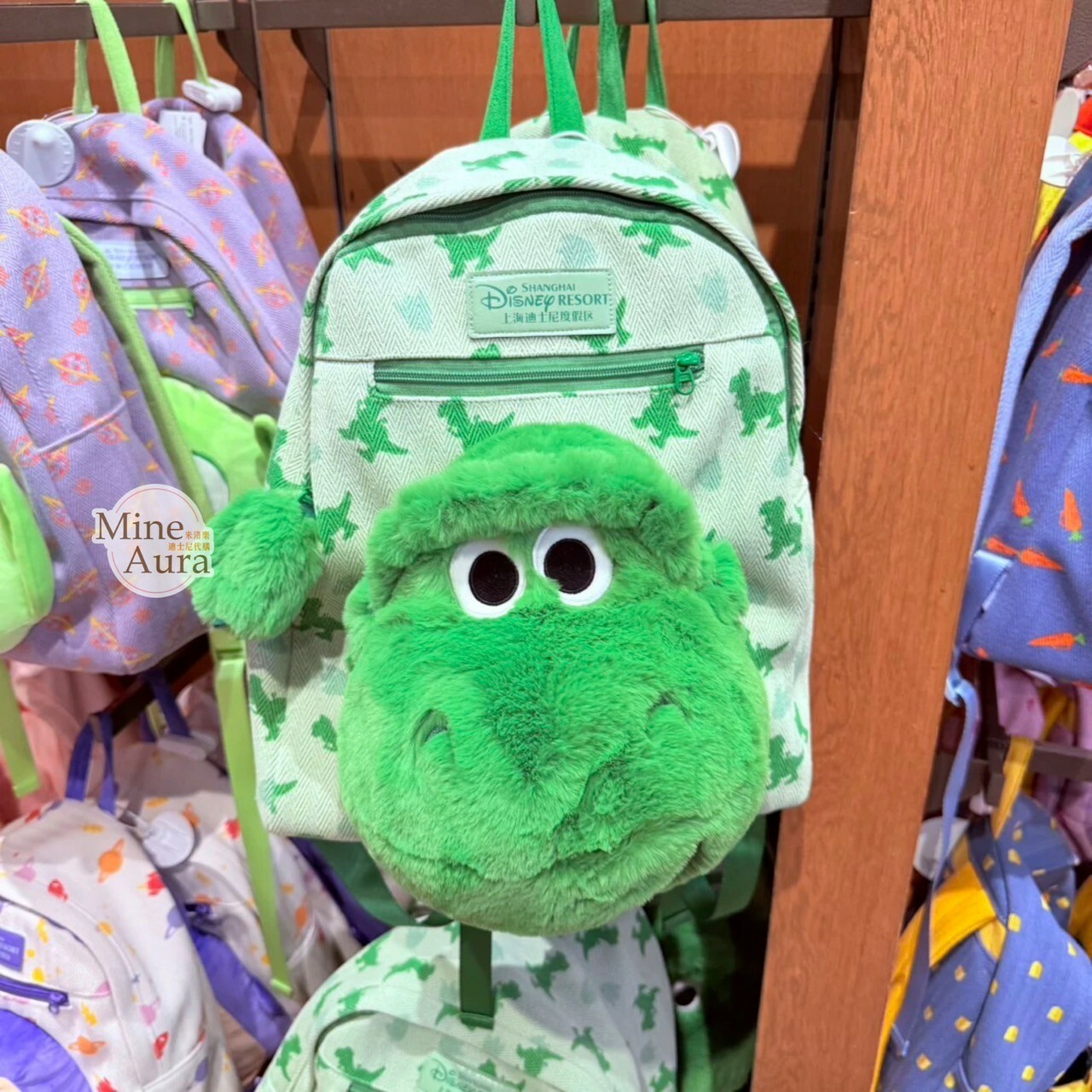 抱抱龍 Rex 絨毛大頭 造型 後背包 玩具總動員 Toy Story -上海迪士尼樂園