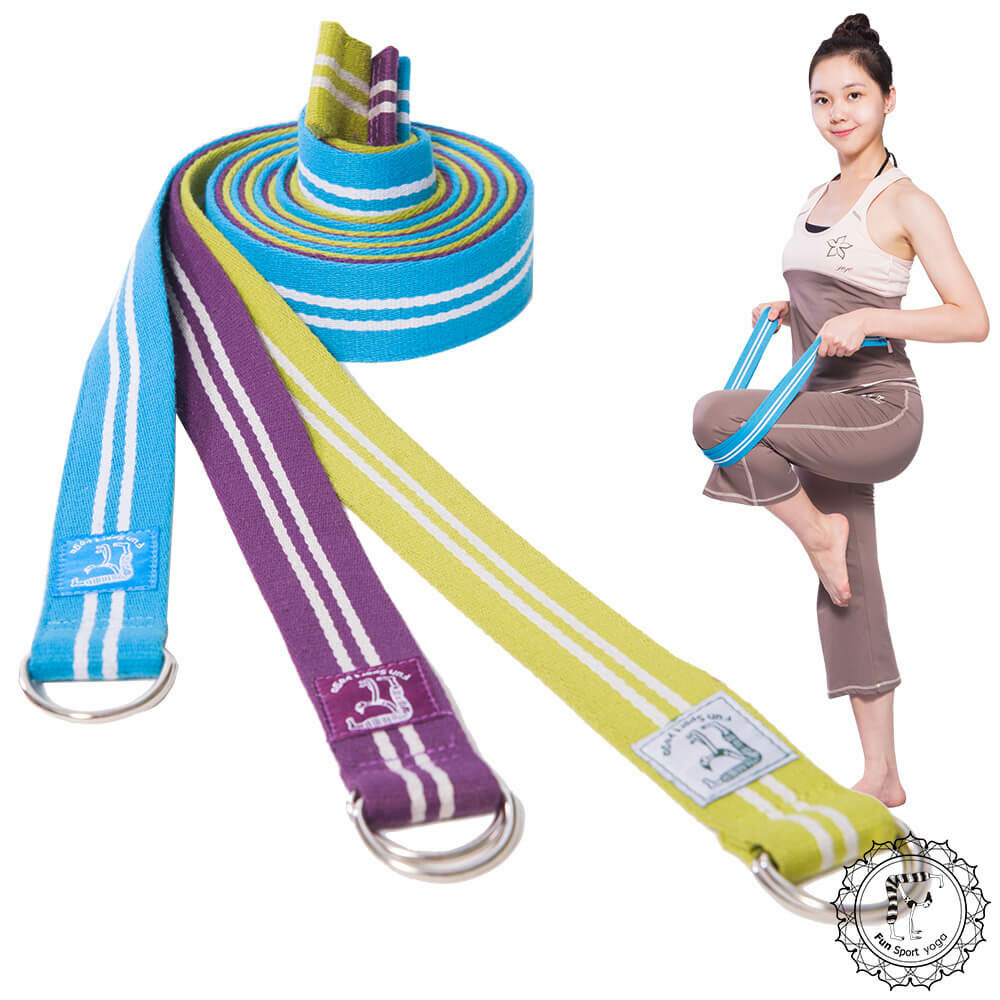 力樂美棉織瑜珈伸展帶(鐵扣環)