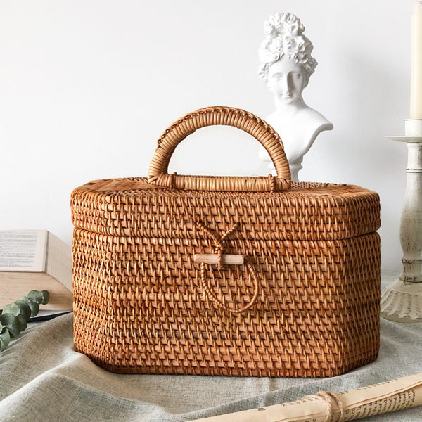 藤編手工可提收納箱