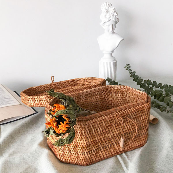 藤編手工可提收納箱