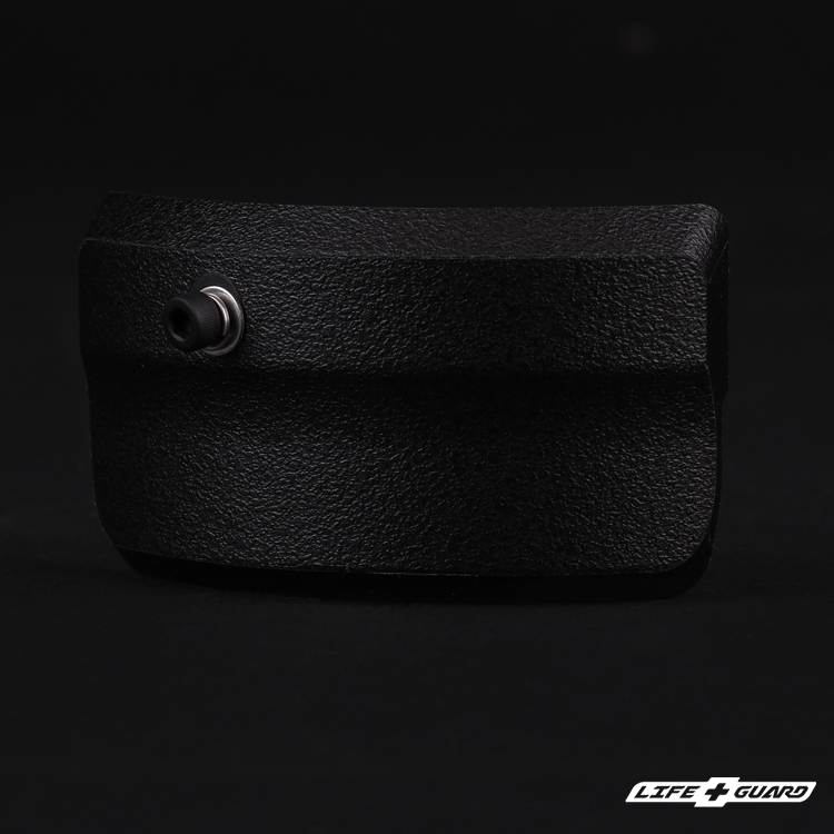 Canon PZ-E2 電動變焦轉接器貼膜配件展示圖，LIFE+GUARD 黑色砂紋風格