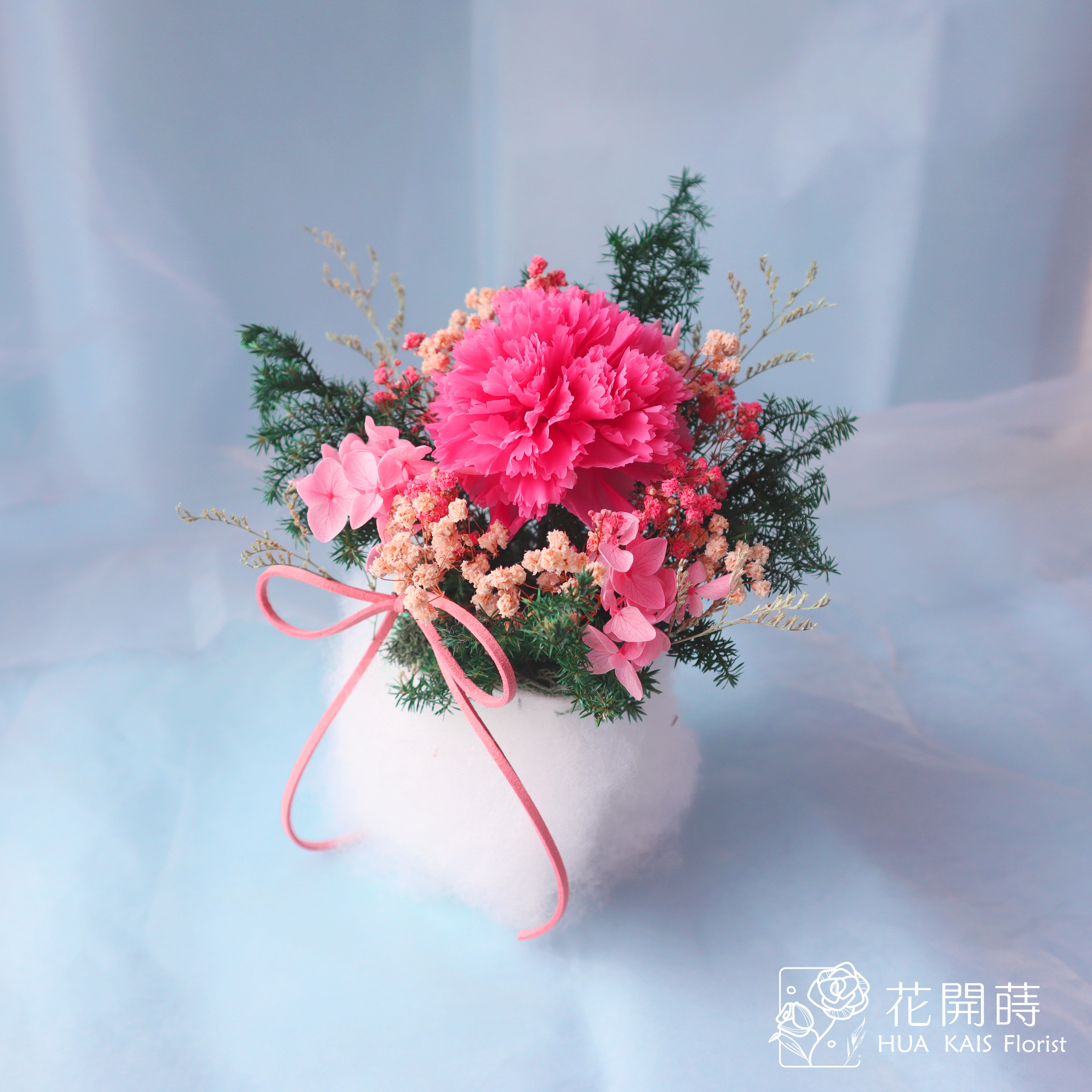 永生花材料包｜DIY永生康乃馨小桌花|蜜桃粉康乃馨|母親節禮物|2025/04/25前下單送保麗龍乙罐