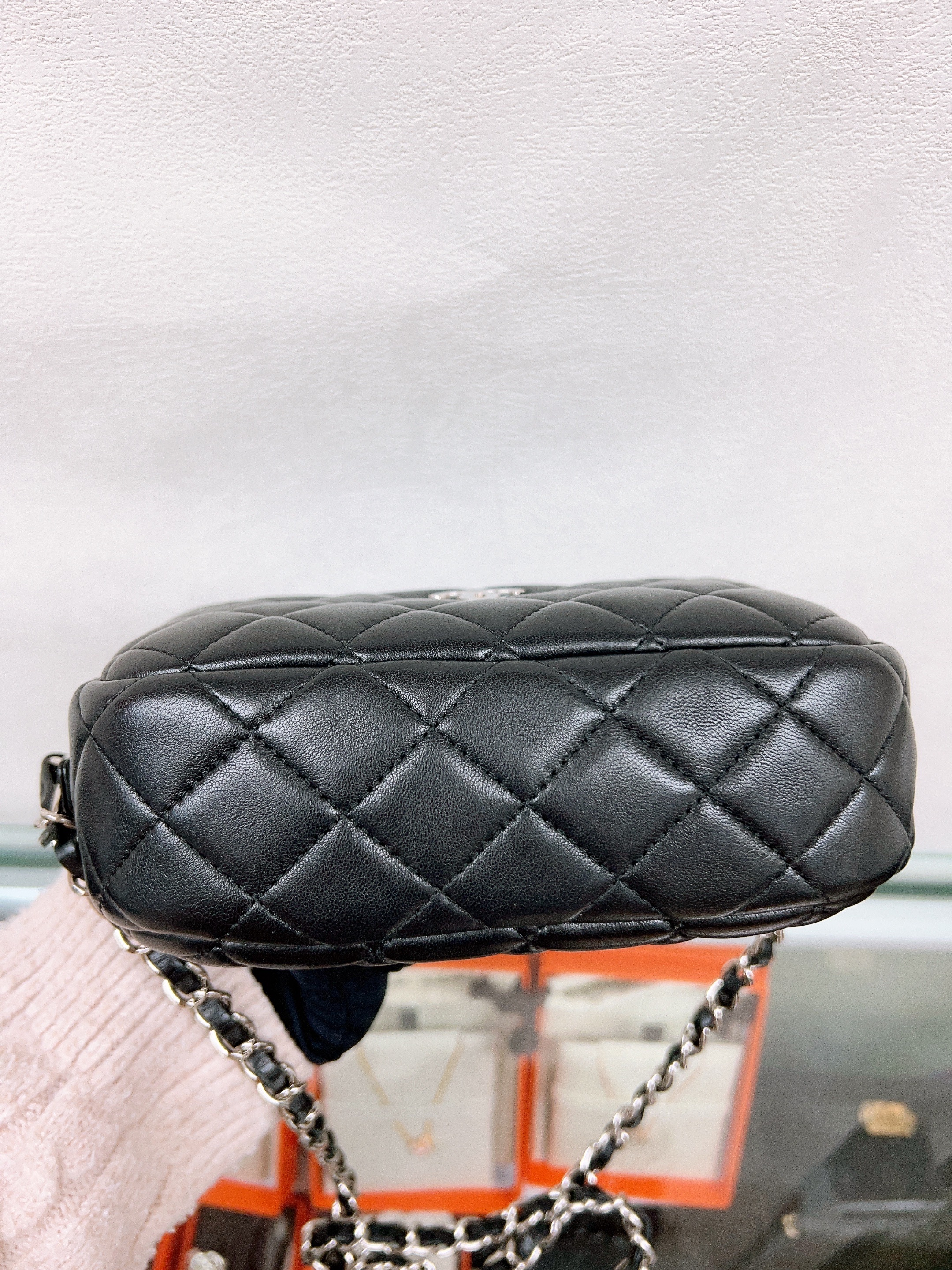 Chanel camera bag black silver