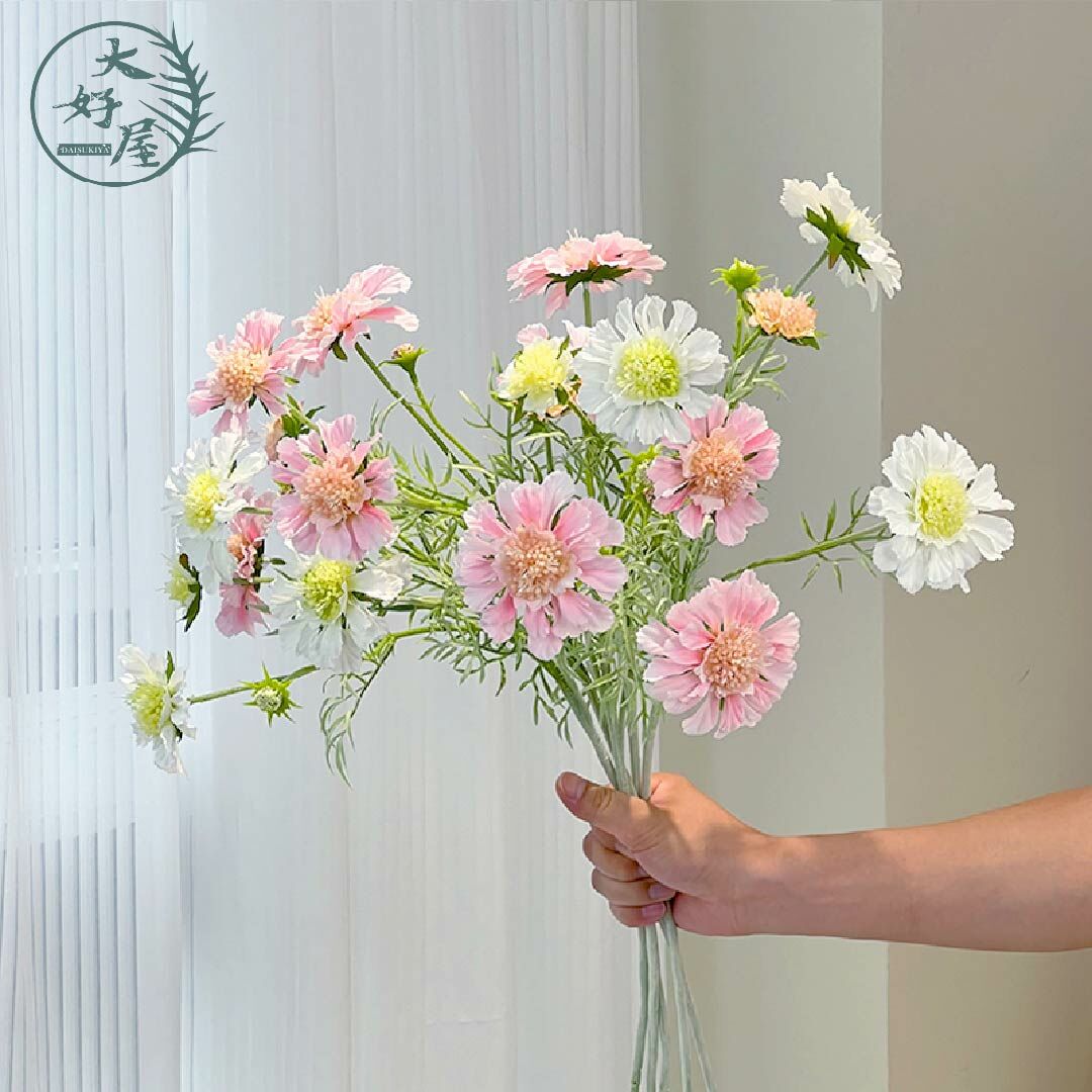 仿真絹布輪峰菊 (4花頭2苞   輪峰菊)