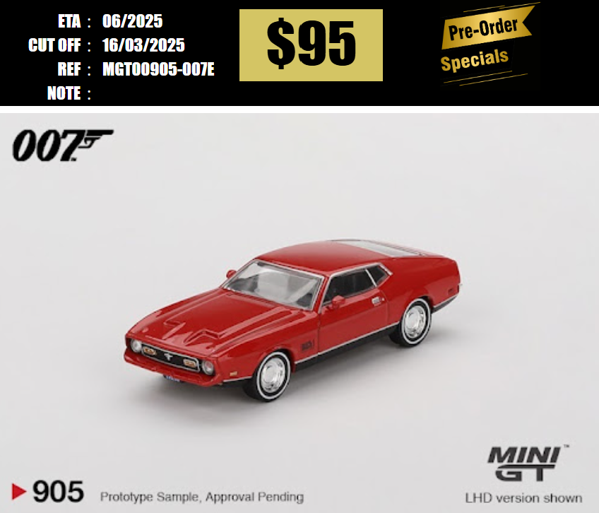 PO-$95  * MINI GT * 1:64 Ford Mustang Mach 1 "Diamonds Are Forever" / English Blister Packaging [OD28/02]