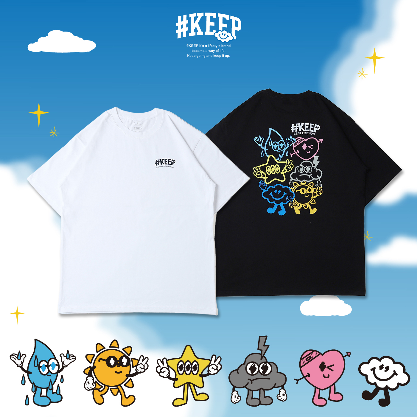 #KEEP FRIENDS GET TOGETHER TEE 白色 黑色 KEEP宇宙系列 好朋友大集合短TEE【KS283】