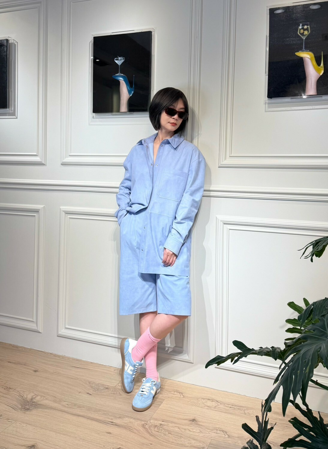 ‍‍Elisabetta Franchi 麂皮休閒鞋(淺藍)