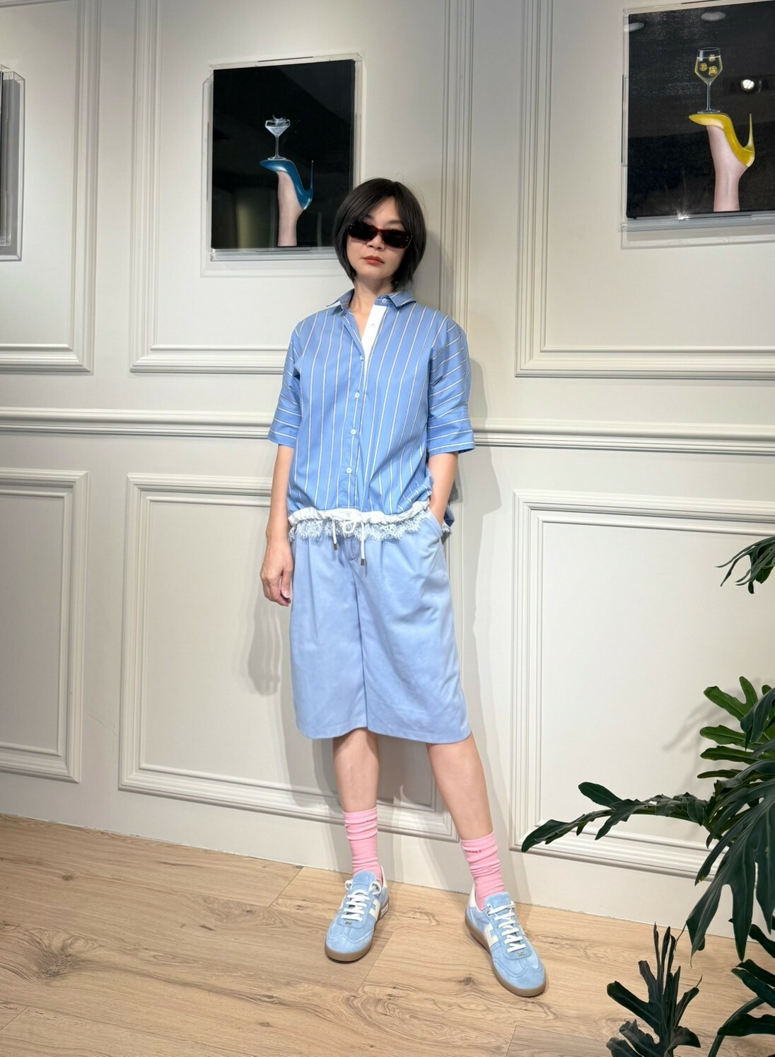 ‍‍Elisabetta Franchi 麂皮休閒鞋(淺藍)