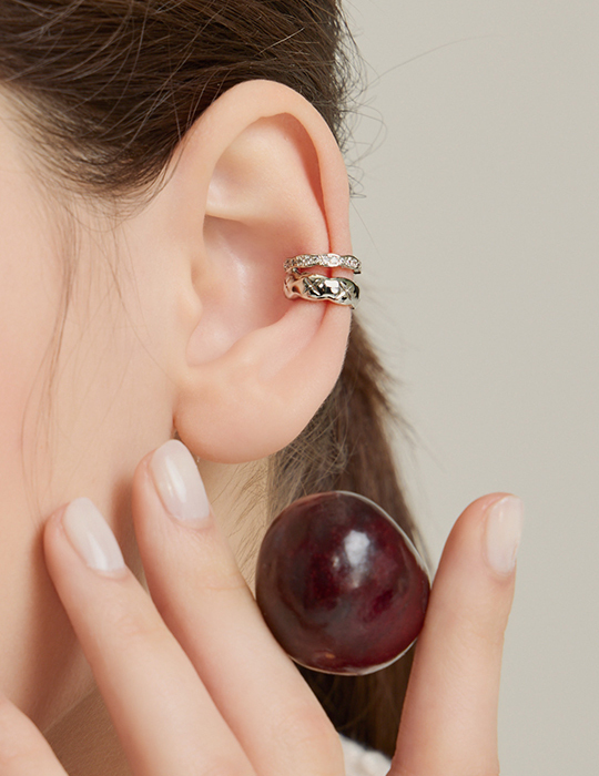 閃耀菱格混搭耳骨夾(銀單支)