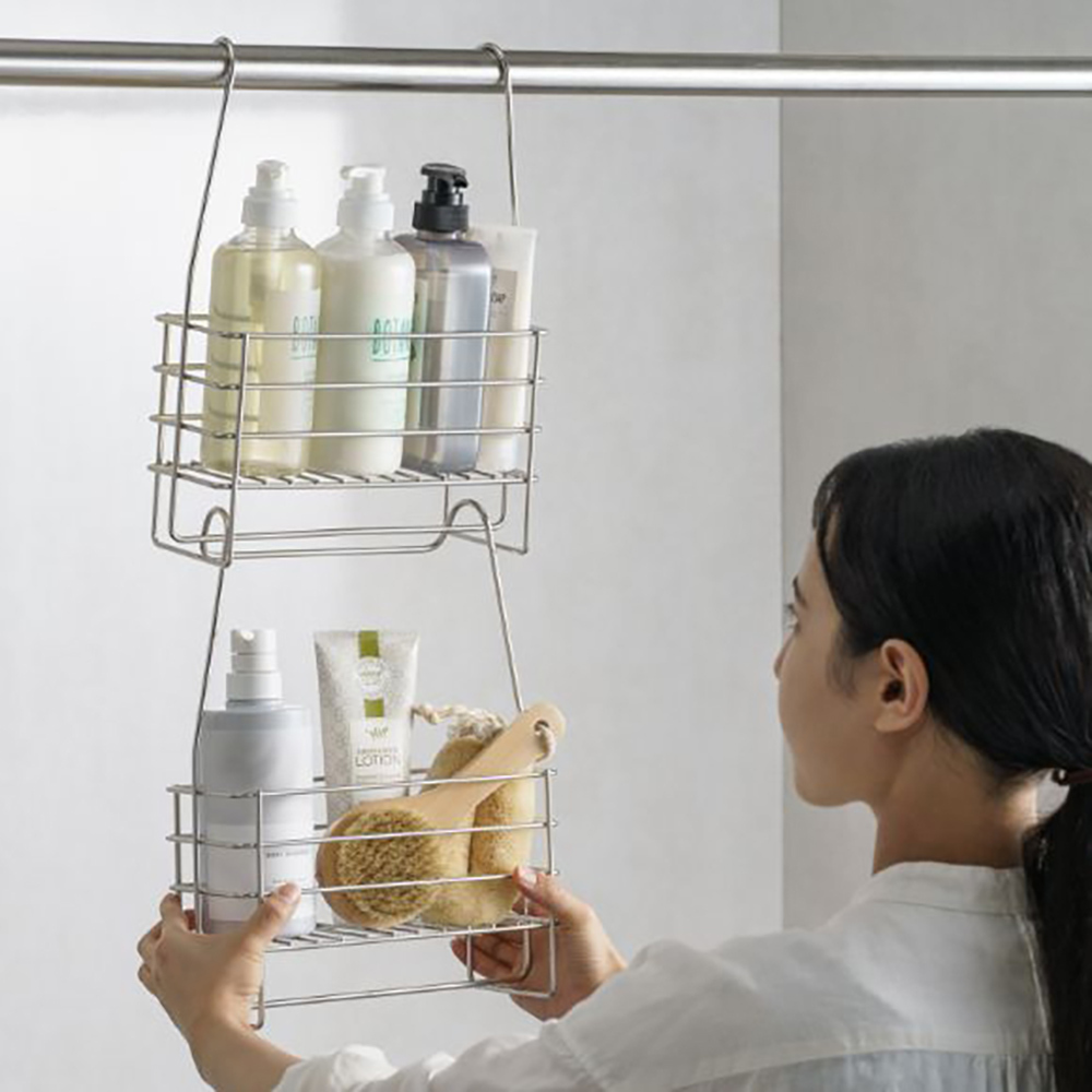 《家事問屋》日本製304不鏽鋼浴室掛放兩用收納架