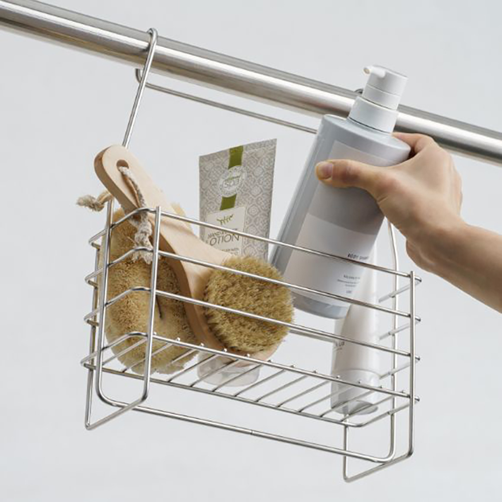 《家事問屋》日本製304不鏽鋼浴室掛放兩用收納架