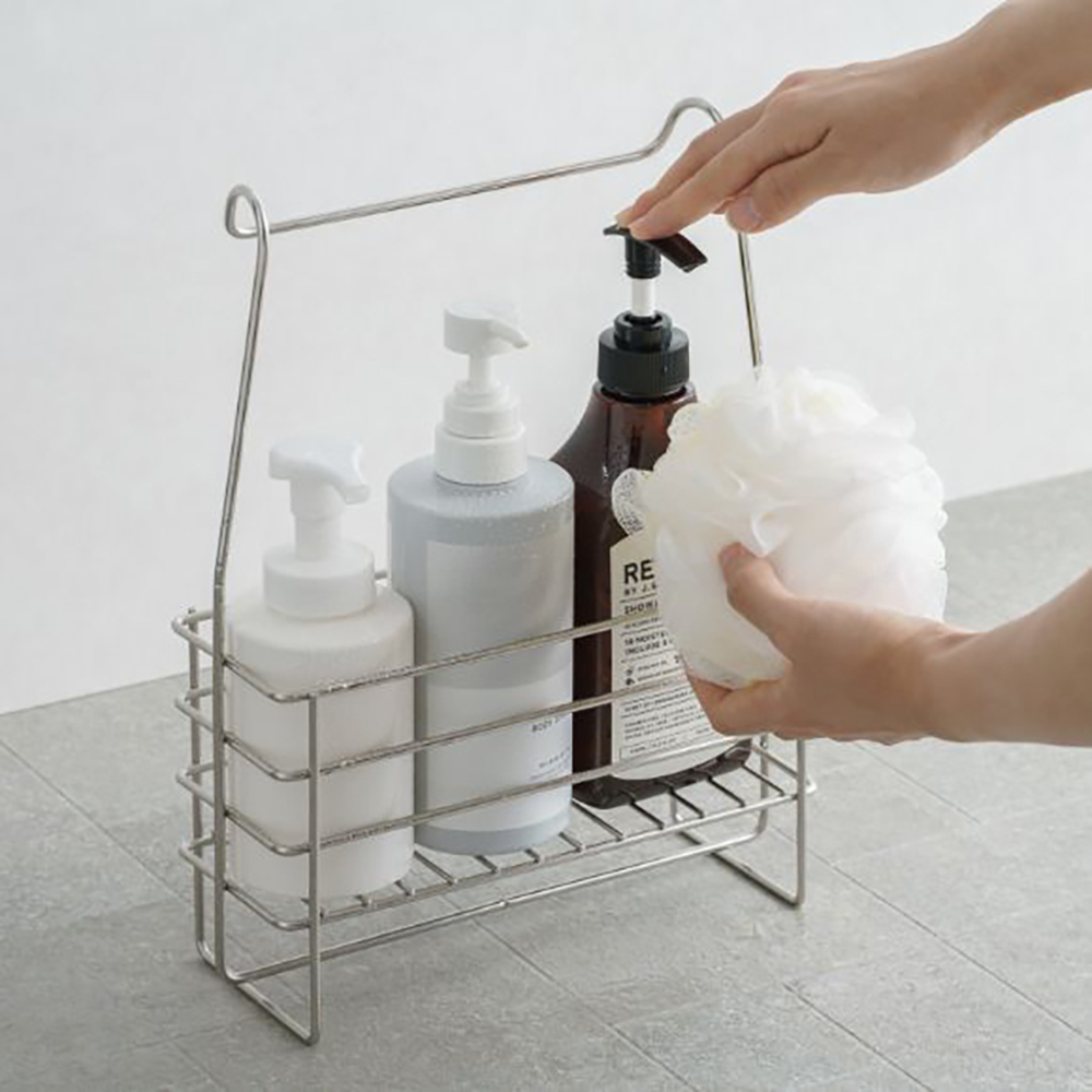 《家事問屋》日本製304不鏽鋼浴室掛放兩用收納架