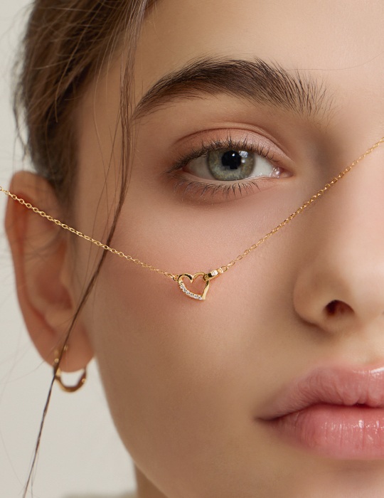 【925純銀】環心相扣項鍊(金)