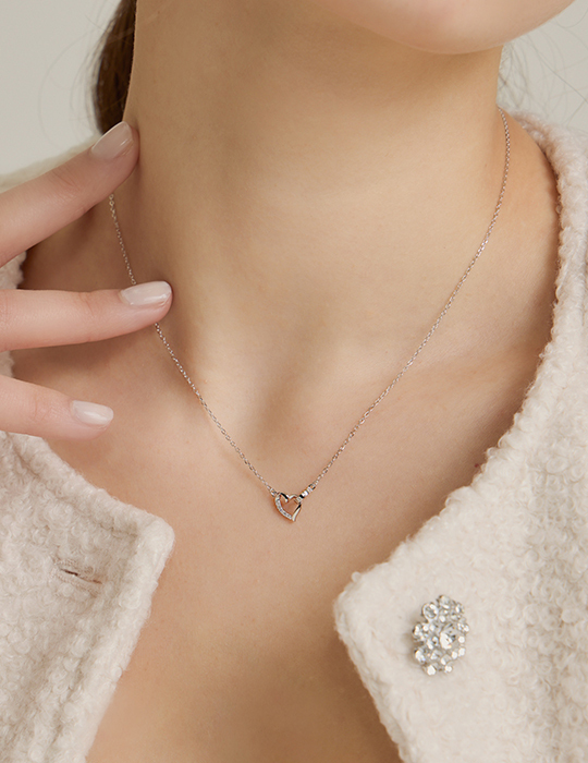 【925純銀】環心相扣項鍊(銀)