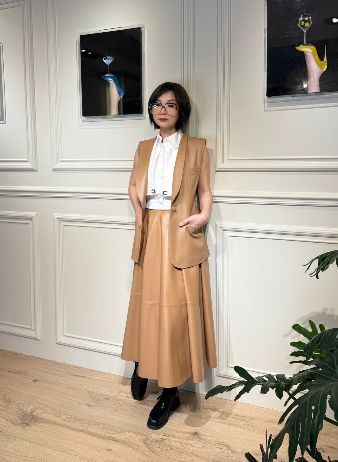 DESA 1972 皮革長裙(駝)