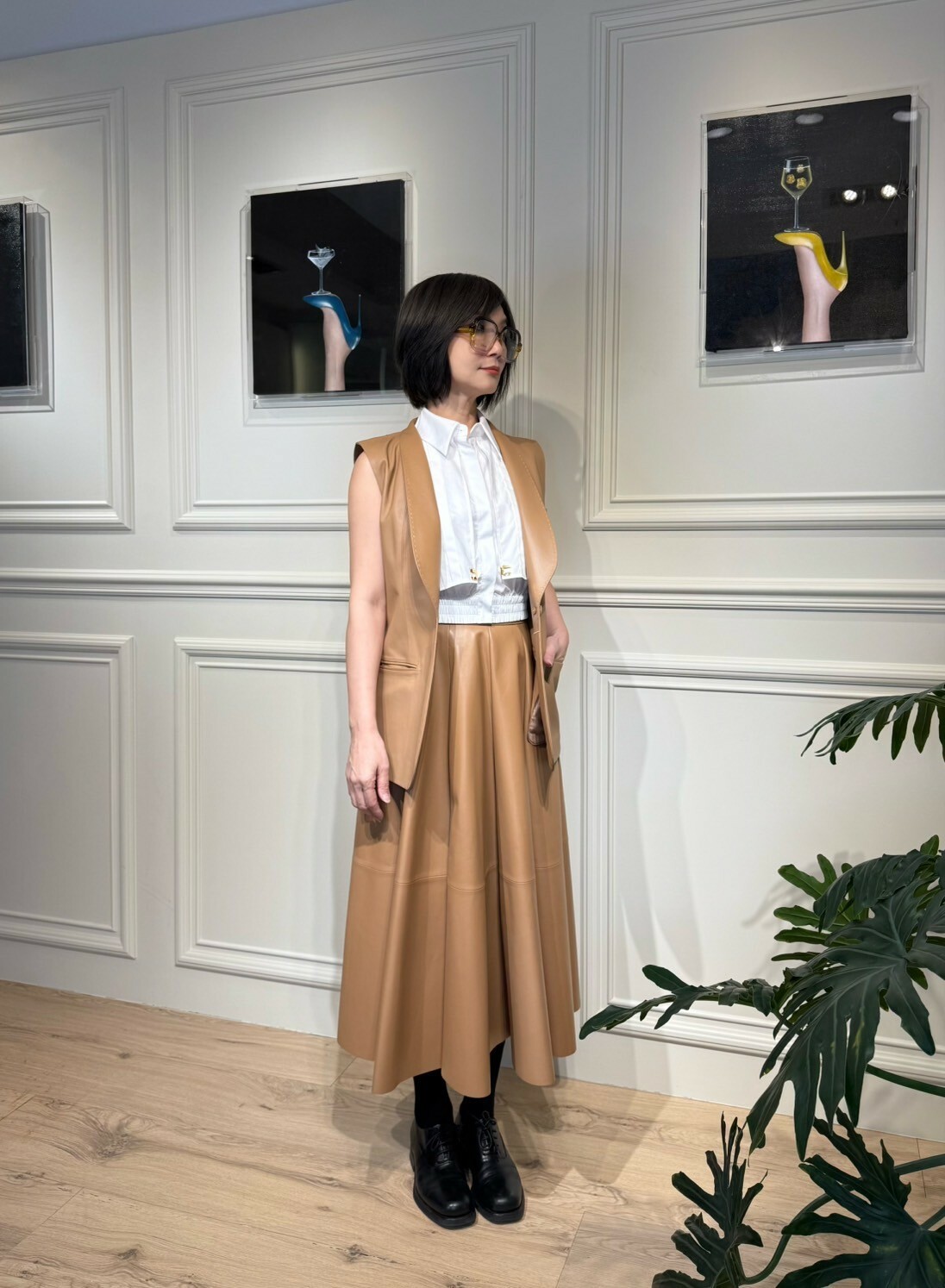 DESA 1972 皮革長裙(駝)