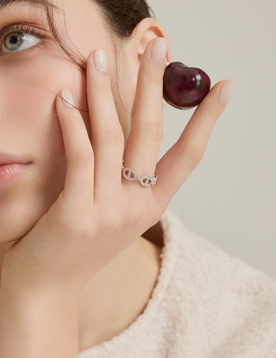 閃耀鋯石造型戒指(銀)