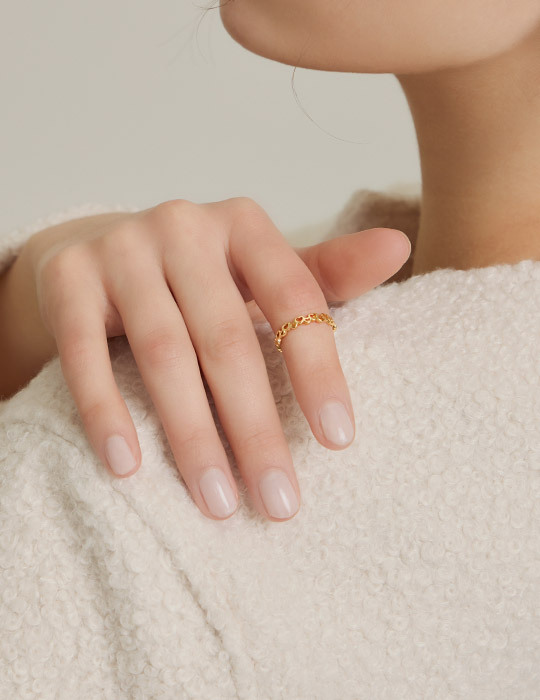 【925純銀】簍空愛心可調式戒指(金)